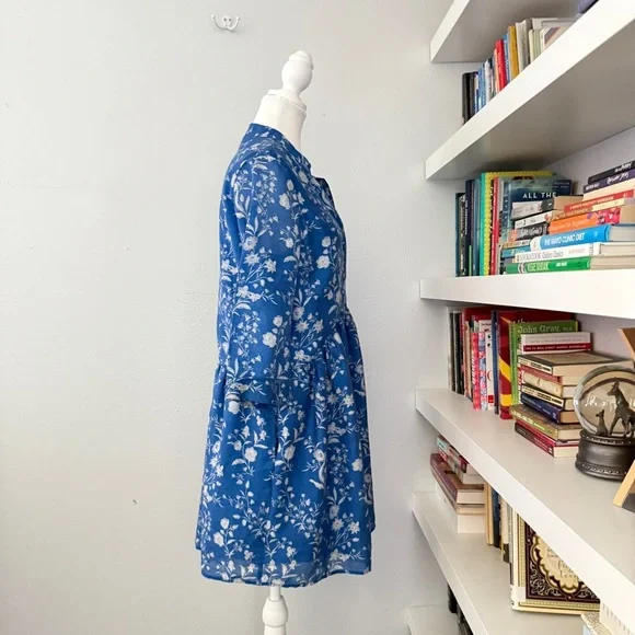 Tuckernuck Limoges Floral Royal Shirt Dress Medium - Picture 9 of 14